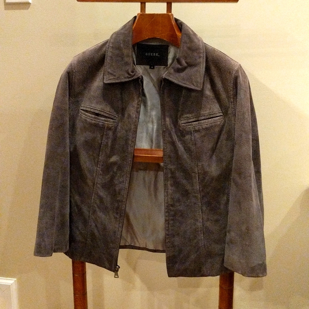 Guess Suede Leather Women's greyish Jacket. Size M